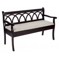OSP Home Furnishings CVN371-AB Coventry Storage Bench in Antique Black Frame and Beige Seat Cushion